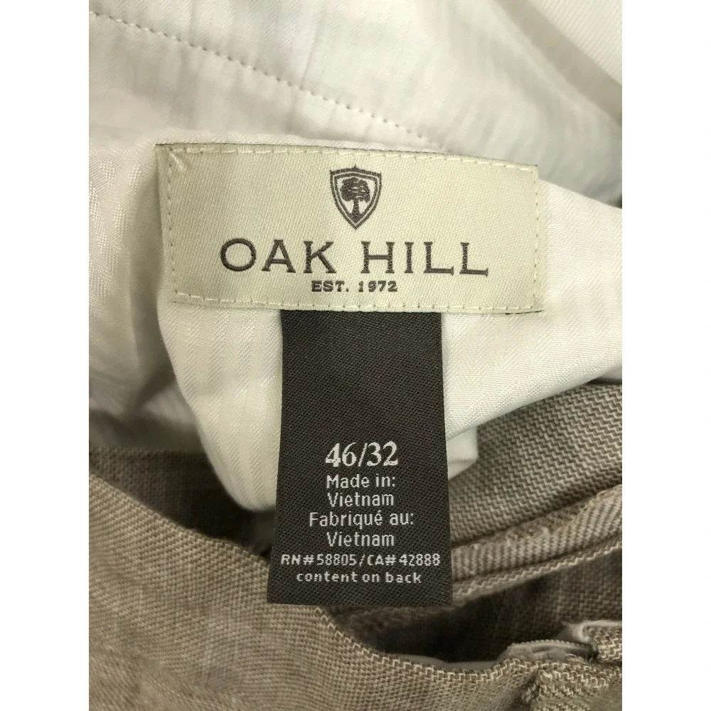 Oak Hill Pants Mens 46x30 (Tag 46x32) Tan Linen Blend Pleated Dress